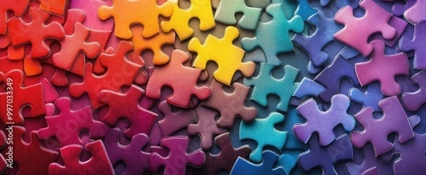 Fototapeta Vibrant Puzzle Pieces A Spectrum of Creativity