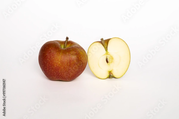 Obraz Boskoop apple cut open on white background