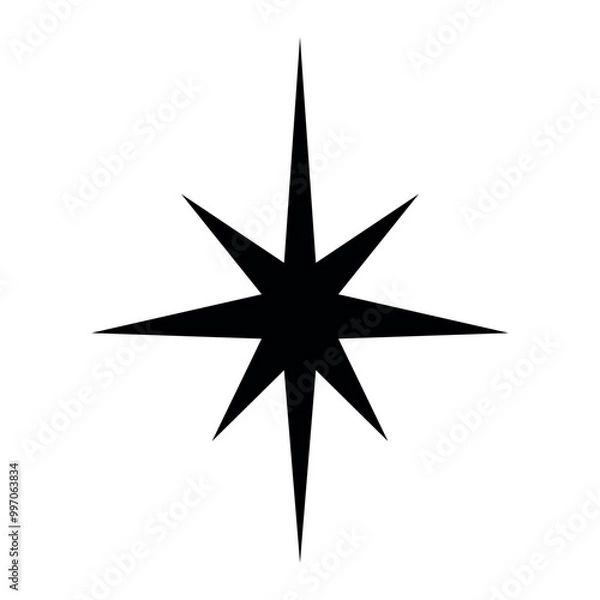 Fototapeta The eight -pointed star of Jesus, Christmas decoration, black force on a transparent background, vector drawing for a stencil