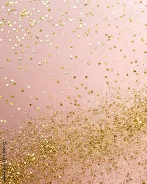 Fototapeta glittery gold stars on soft pink background 