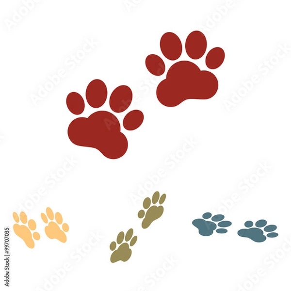 Fototapeta Animal Tracks. Vector illustration  set. Isometric effect