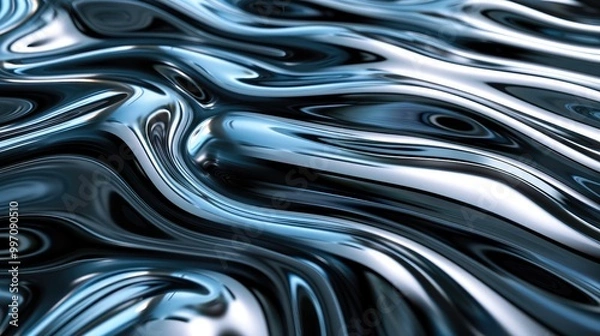 Fototapeta A pattern of swirling lines and curves with a glossy, reflective surface