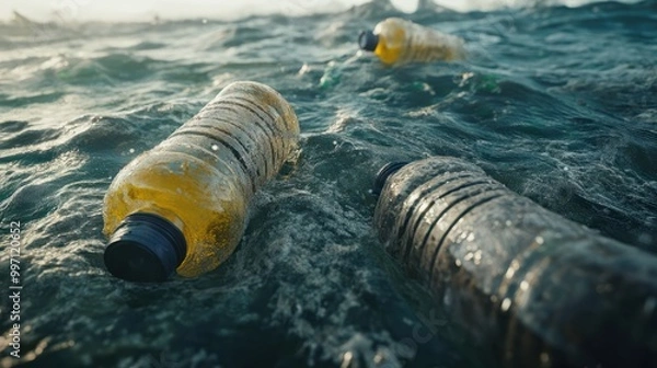 Obraz Ocean pollution caused by plastic water bottles (Environment concept)