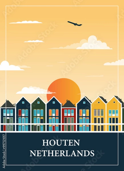 Fototapeta A line of houses in Houten, Netherlands