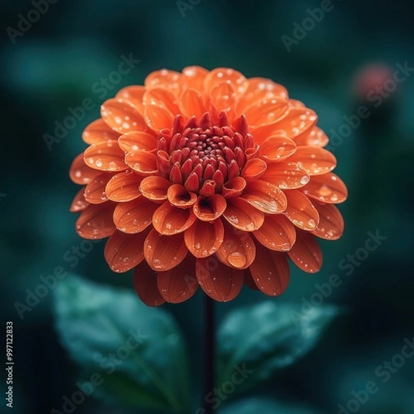 Obraz Closeup of a coral flower in full bloom in a tranquil Delaware garden. Vibrant colors lush green foliage capture summer's beauty