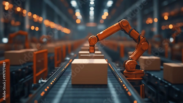 Fototapeta Highly automated factory for packaging and making boxes