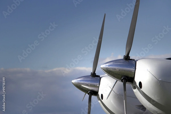 Fototapeta airplane engine and propeller closeup