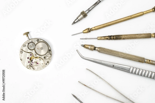 Fototapeta watchmaker tools isolated on white