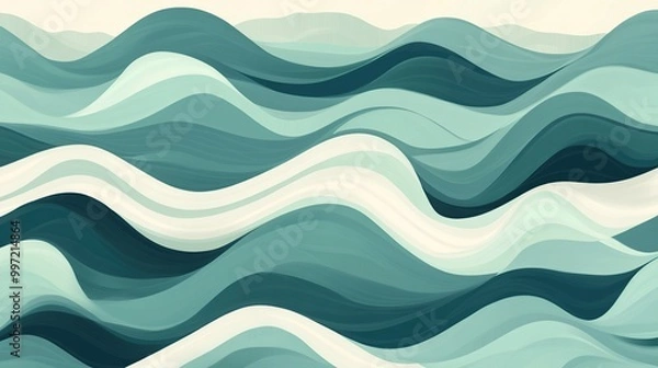 Fototapeta Abstract waves in soothing blue tones.