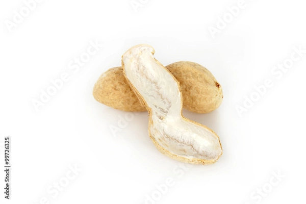 Fototapeta peanuts on a white background with shell