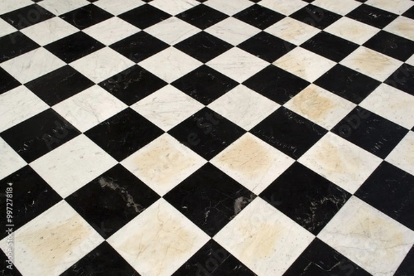 Obraz Black and white floor tiles checkered background