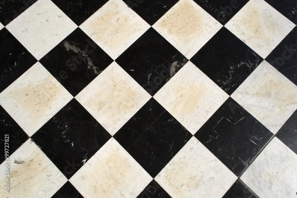 Obraz Black and white floor tiles checkered background