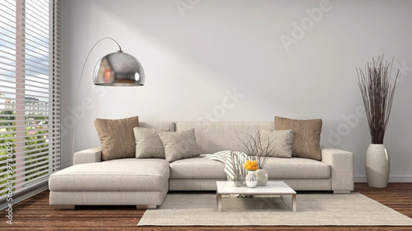 Obraz interior with sofa. 3d illustration