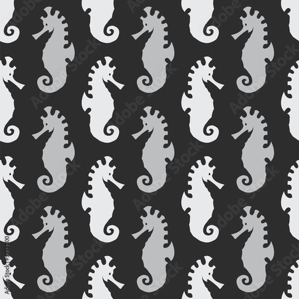 Fototapeta Sea horse vector art background design for fabric and decor. Sea