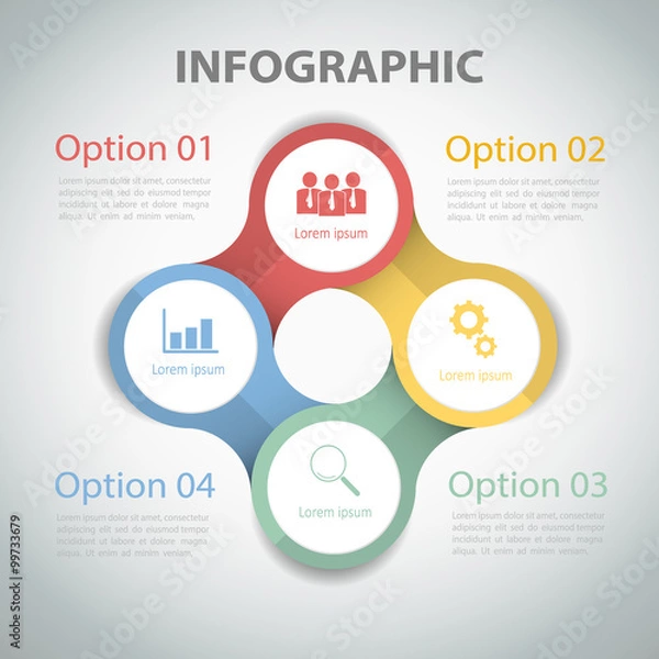 Fototapeta 3D digital template Infographic. for business concept