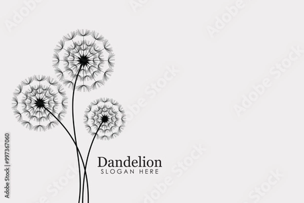 Fototapeta Wild flower dandelion in a vector style isolated. Vector flower for background, texture, wrapper pattern, frame or border.