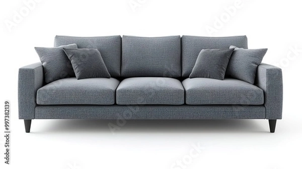 Fototapeta Grey sofa isolated on a white background 