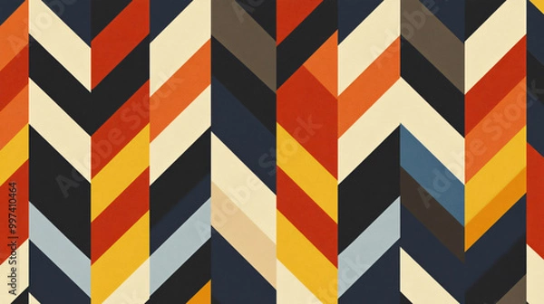 Fototapeta An illustration of a bold herringbone pattern with contrasting hues.