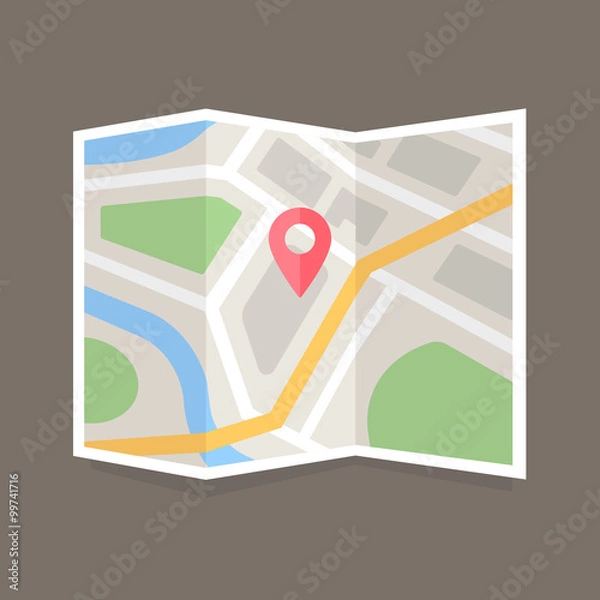 Fototapeta Flat Map Icon