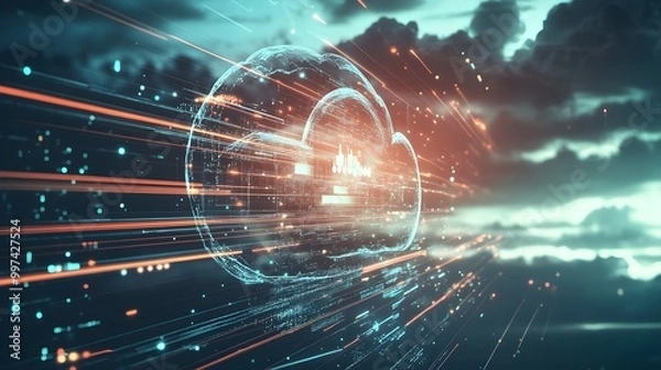 Fototapeta Digital Interface Showcasing Data in Motion