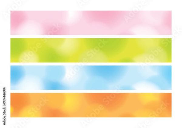 Obraz 柔らかい光があふれる抽象的な背景イラストセット　帯　縦　四季