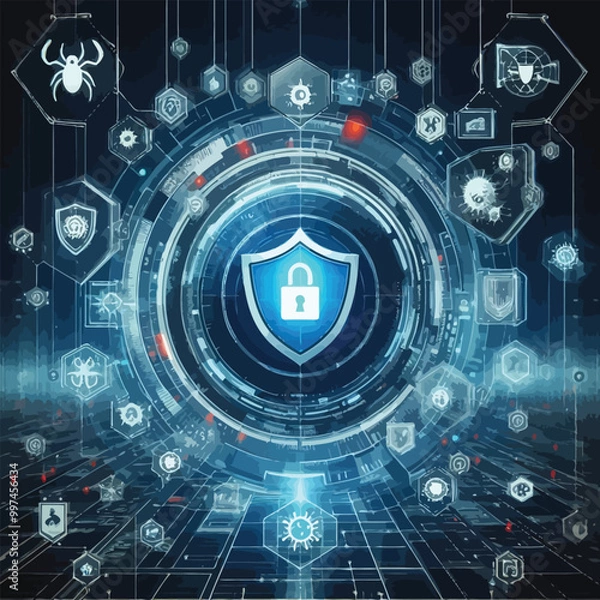 Fototapeta futuristic digital shield illustration