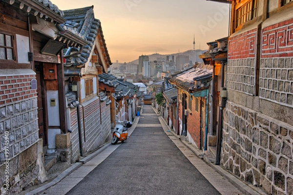 Fototapeta Wioska Bukchon Hanok w Seulu, w Korei Południowej