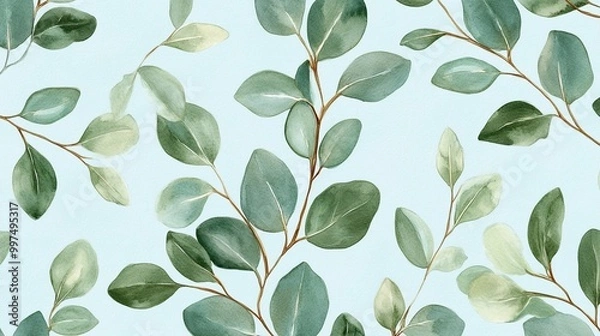 Obraz Leafy pattern on a light background.