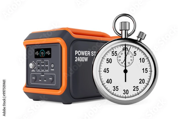 Fototapeta High Capacity Portable Power Generator Station with Stopwatch. 3d Rendering