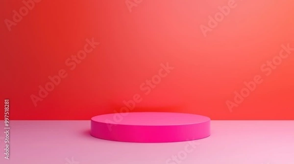 Obraz Pink platform on gradient background for displaying products or designs.