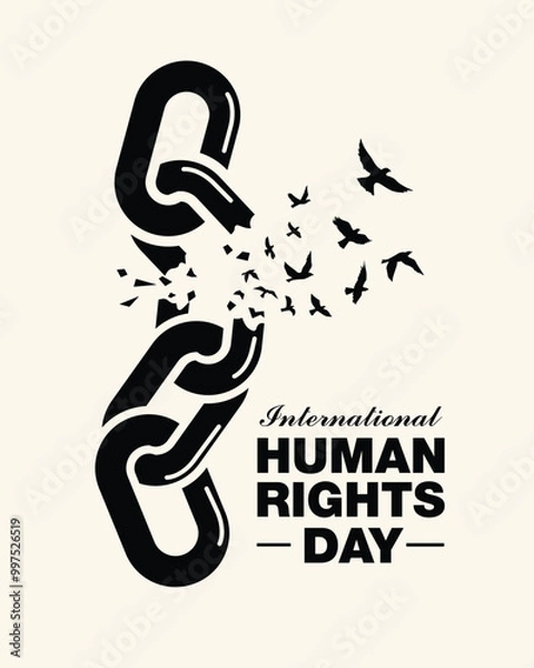 Fototapeta Human Rights Day, Freedom, Chains That Transform Into Birds
