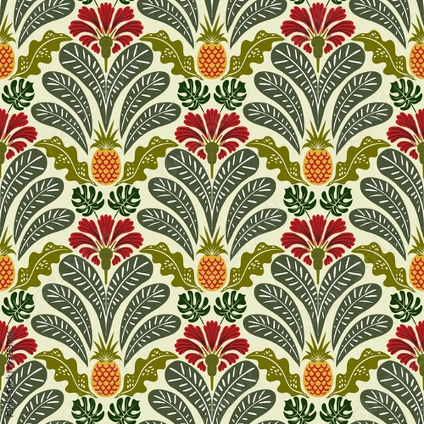 Fototapeta Tropical damask pattern
