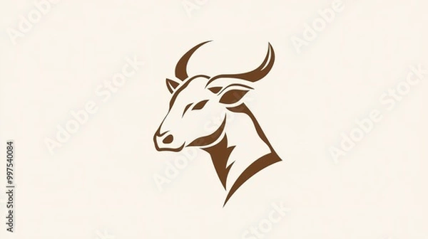 Fototapeta A minimalistic logo design featuring a side view of a cow's head, embodying simplicity and elegance. This logo captures the essence of the cow through clean lines and a refined aesthetic, 