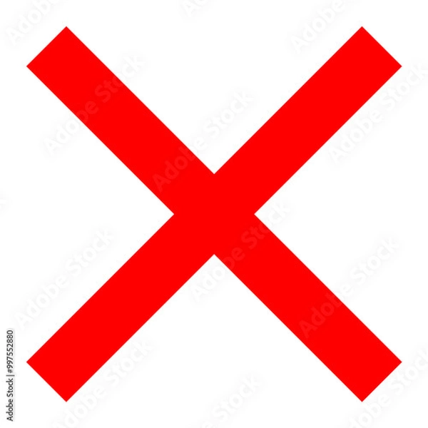 Fototapeta red cross mark in transparent. Cross sign.worng,x sign.