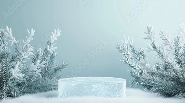 Fototapeta Translucent Ice Podium with Delicate Textures