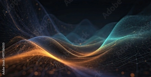 Fototapeta Modern waves digital abstract background, created by ai generated