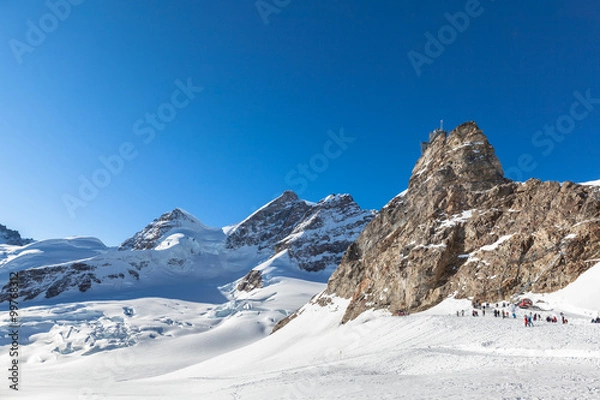 Fototapeta View of Jungfrau and The Sphinx Observatory from Jungfraujoch