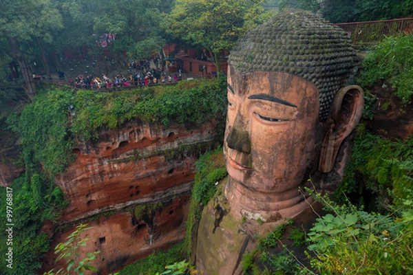 Obraz The 71m tall Giant Buddha (Dafo), carved out of the mountain in the 8th century CE, Leshan, Sichuan province