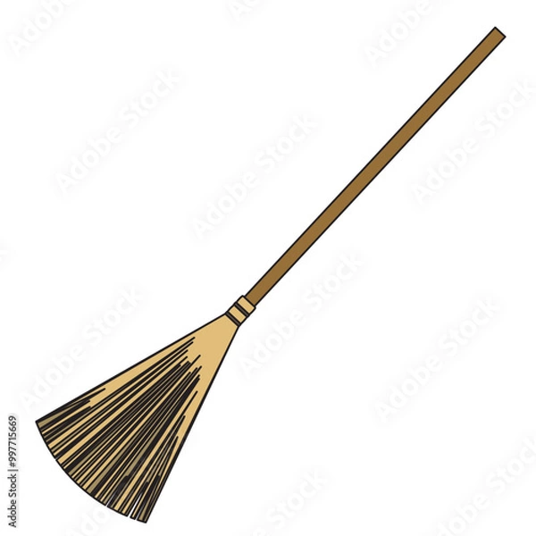 Fototapeta 掃除道具の1つである、ほうきのイラスト