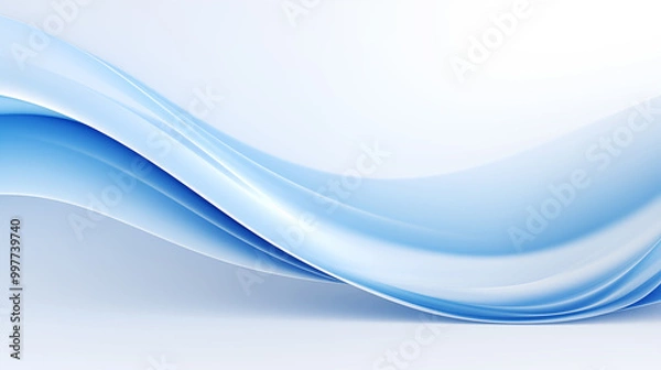 Fototapeta Abstract background composed of soft blue and white wavy lines, flowing lines