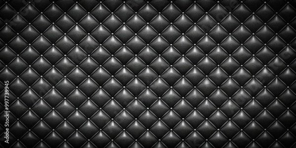 Fototapeta Seamless perforated black leather background texture for luxury upholstery, perforated, black, leather, texture