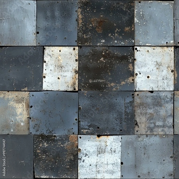 Fototapeta Seamless Pattern Of Distressed Metal Plates