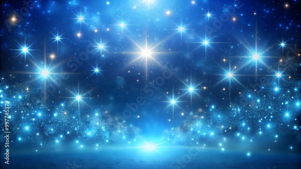 Obraz Magical blue night sky with shimmering lights and twinkling stars, magic, fantasy, enchanting, ethereal, celestial