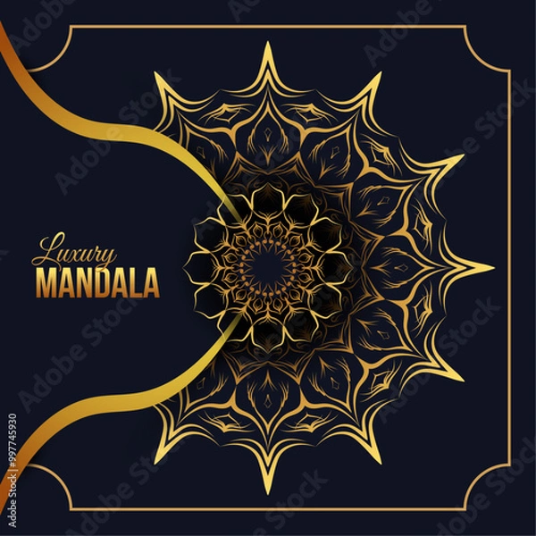 Fototapeta Golden arabesque pattern luxury mandala background with text space