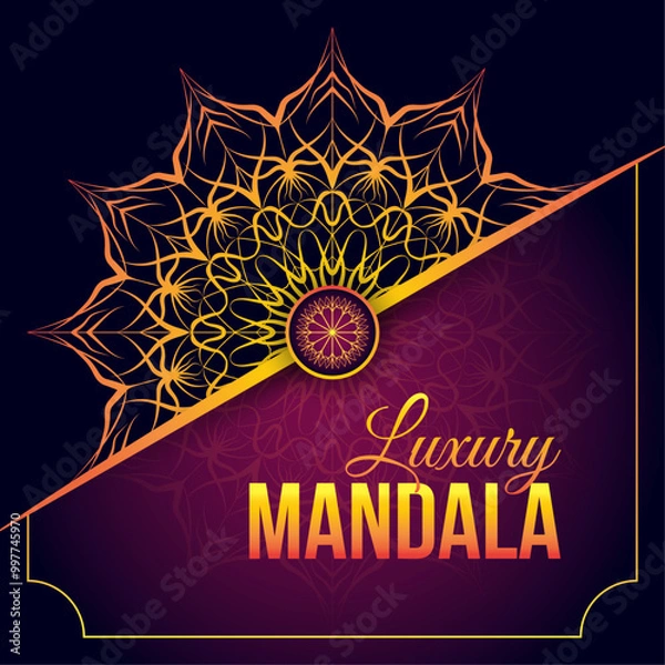Fototapeta Golden arabesque pattern luxury mandala background with text space