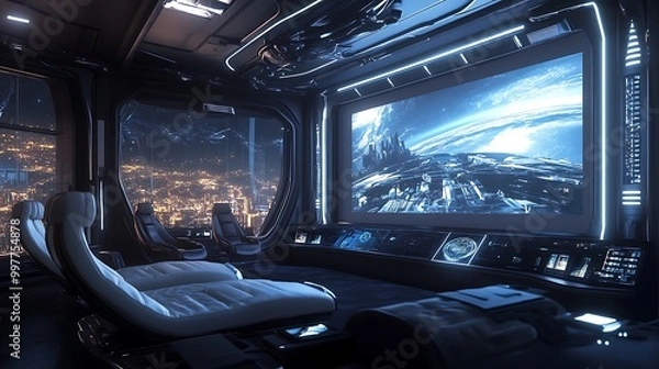 Obraz Futuristic Helmet with Digital Interface