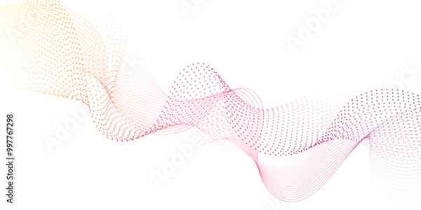 Fototapeta Abstract pink smooth element swoosh speed wave modern stream background. Wave with lines and dots created using blend tool. Abstract frequency sound wave lines and twisted curve lines background.	