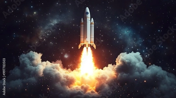 Fototapeta Rocket Launch Illustration