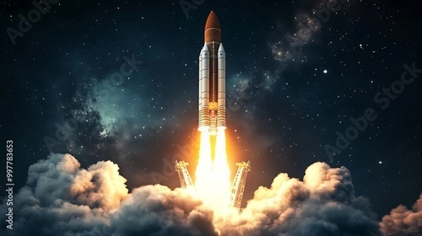 Fototapeta Rocket Launch Illustration