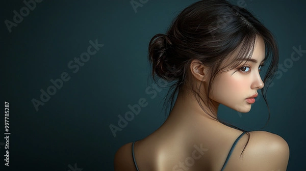 Obraz slender, youthful woman's body is highlighted in this image, capturing the essence of beauty and elegance. The perfect contours and smooth skin emphasize grace, symmetry, and the ideal form of human b